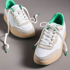 Woden Womens May Shoes Sneaker White Green Leather Lace Up Size 5